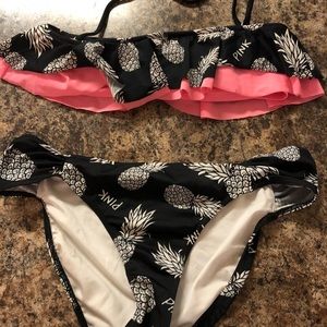 Black and Pink Pineapple Bathing Suit